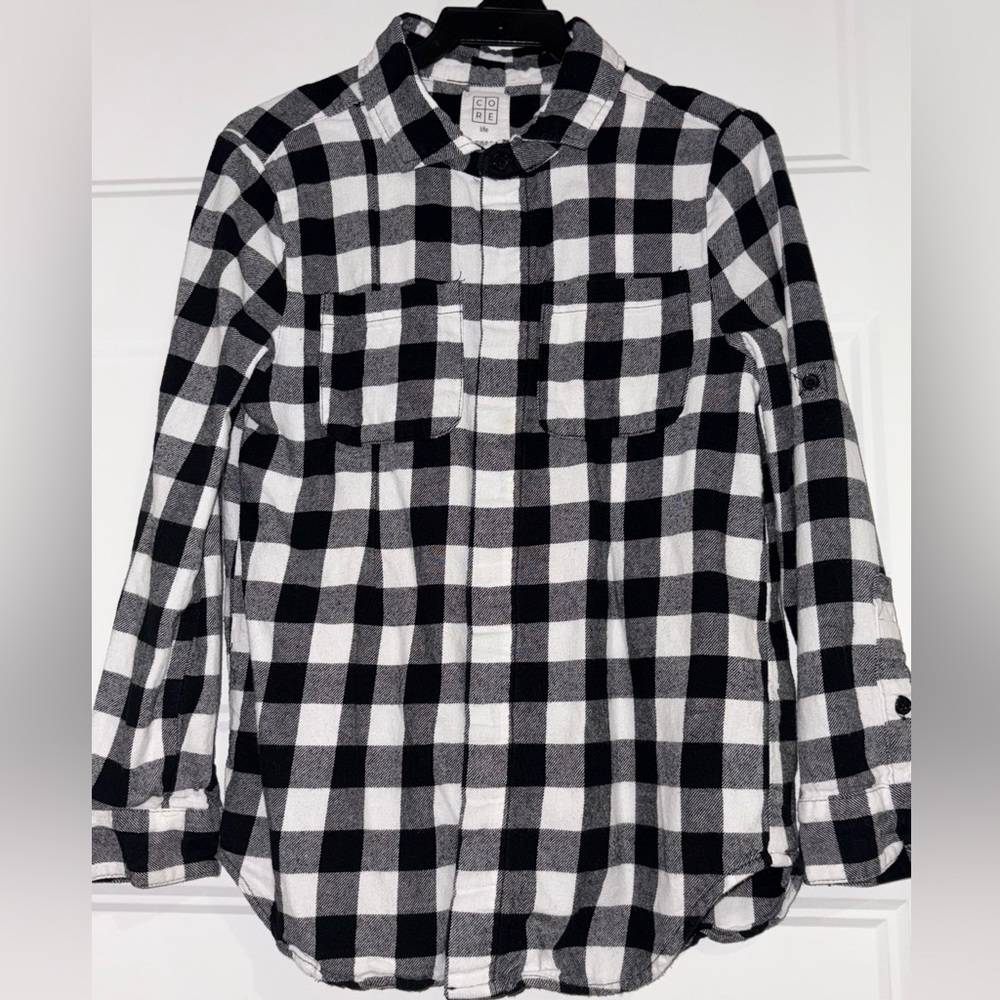 Core Life’Kids Black&White Checkered Button Down Shirt Large